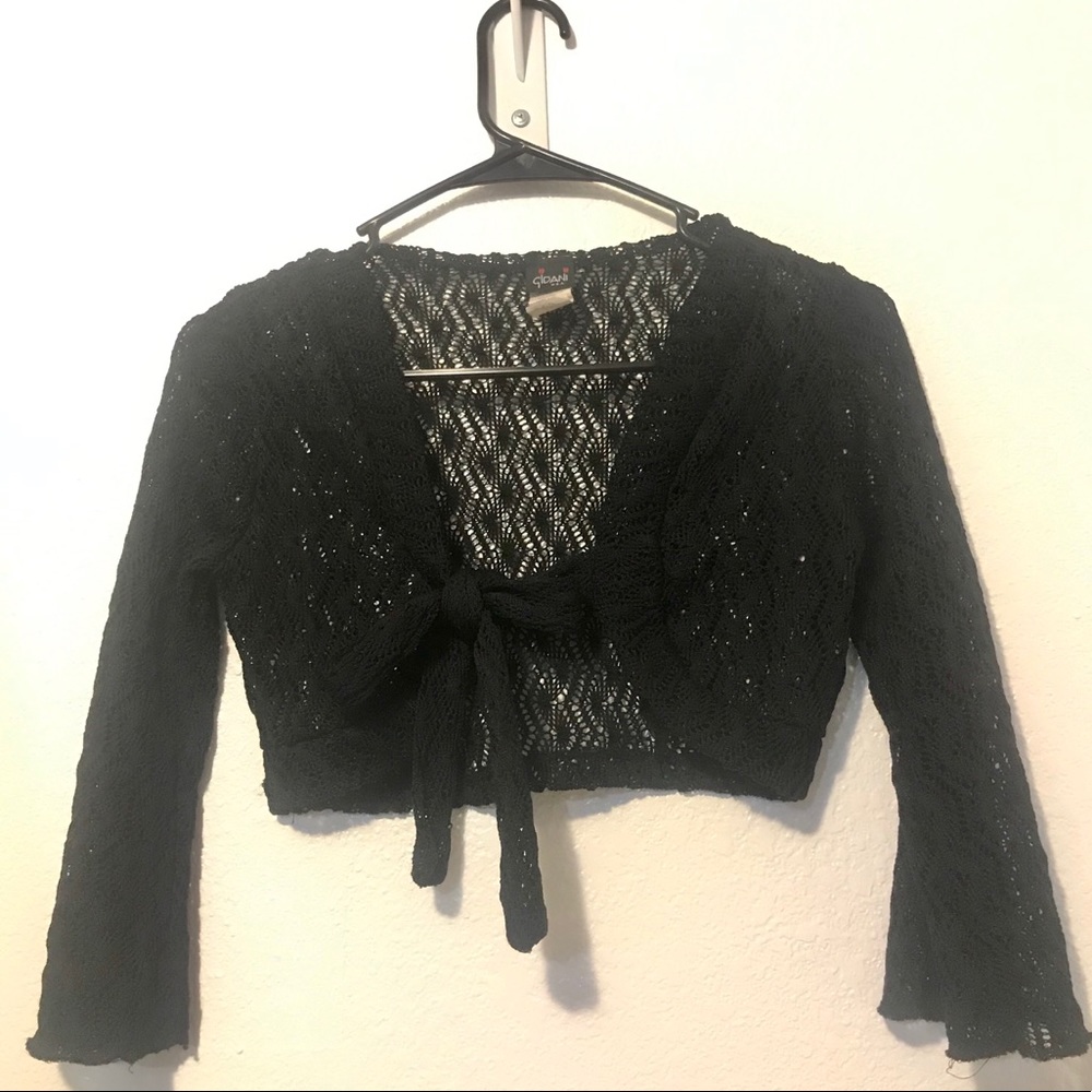 Black see through half cardigan